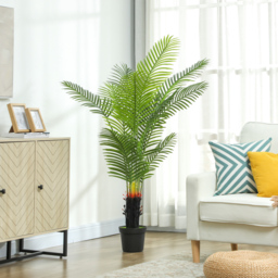 HOMCOM 150cm Artificial Areca Palm Tree with 12 PE Leaves, Decorative Artificial Plant with Plastic Pot and Flocked Soil, Fake Plant for Home Office Decor, Green - thumbnail 7