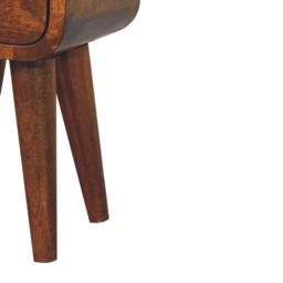 Solid Mango Wood Mini Curved Bedside Cabinet with 2 Smooth-gliding Drawers, Table with Slim Nordic Legs, 20L x 20W x 40H cm, Brown - Aosom UK - thumbnail 5