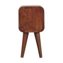 Solid Mango Wood Mini Curved Bedside Cabinet with 2 Smooth-gliding Drawers, Table with Slim Nordic Legs, 20L x 20W x 40H cm, Brown - Aosom UK - thumbnail 8