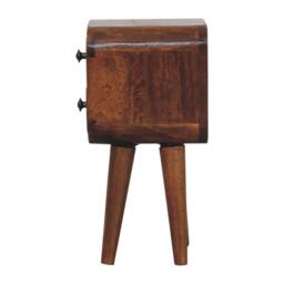 Solid Mango Wood Mini Curved Bedside Cabinet with 2 Smooth-gliding Drawers, Table with Slim Nordic Legs, 20L x 20W x 40H cm, Brown - Aosom UK - thumbnail 7