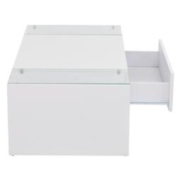 High-Gloss Coffee Table with a Drawer and Semi-Open Storage, Modern Centre Table for Living Room and Office, 100L x 50W x 31H cm, White - Aosom UK - thumbnail 9