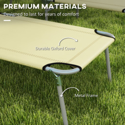 Outsunny Outdoor Foldable Sun Lounger Set of 2, 4 Level Adjustable Backrest, Reclining Chair with Angle Adjust Sun Shade Awning, Beige - thumbnail 7
