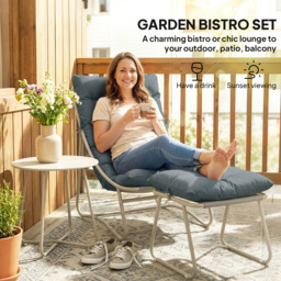 Outsunny Bistro Set for Garden, 3 Piece Outdoor Table and Chair with Footstool and Removable Cushions, Comfy Small Garden Balcony Furniture - thumbnail 4