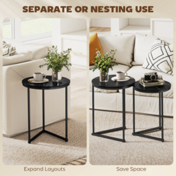 HOMCOM Set of Two Marble-Effect Nest of Tables - Black Marble Effect - thumbnail 5