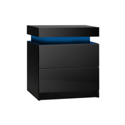 Space-Saving Nightstand with Adjustable LED Lights, 2 Drawers, Modern Bedside Table for Bedroom, Living Room, 49L x 35W x 52H cm, Black - Aosom.UK - thumbnail 2