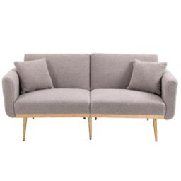 Modern 2-Seater Sofa with 3-Position Adjustable Backrest, Durable Loveseat with Thick Padded Cushions, 165L x 72.5W x 75H cm, Grey Teddy - Aosom UK - thumbnail 2
