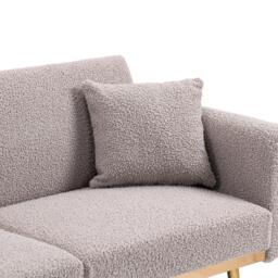 Modern 2-Seater Sofa with 3-Position Adjustable Backrest, Durable Loveseat with Thick Padded Cushions, 165L x 72.5W x 75H cm, Grey Teddy - Aosom UK - thumbnail 9