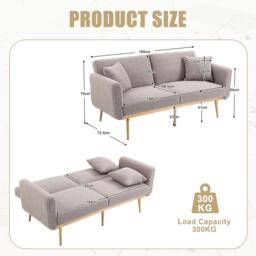 Modern 2-Seater Sofa with 3-Position Adjustable Backrest, Durable Loveseat with Thick Padded Cushions, 165L x 72.5W x 75H cm, Grey Teddy - Aosom UK - thumbnail 3