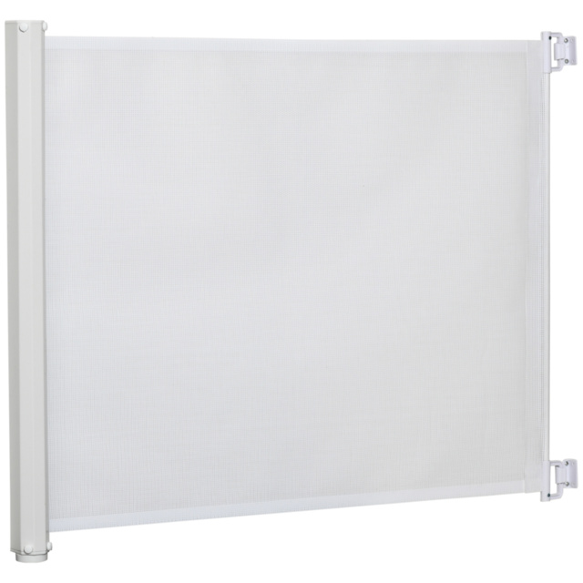 PawHut Retractable Stair Gate, 115 x 82.5 cm, White, Dog Pet Barrier for Doorway, Stair, Hallway - Aosom UK - image 1