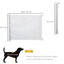 PawHut Retractable Stair Gate, 115 x 82.5 cm, White, Dog Pet Barrier for Doorway, Stair, Hallway - Aosom UK - thumbnail 3