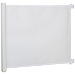 PawHut Retractable Stair Gate, 115 x 82.5 cm, White, Dog Pet Barrier for Doorway, Stair, Hallway - Aosom UK
