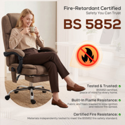 HOMCOM Office Chair with 6-Point Vibration Massage and Heat, Executive Computer Desk Chair with High Back, Reclining, Brown - thumbnail 9
