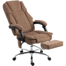 HOMCOM Office Chair with 6-Point Vibration Massage and Heat, Executive Computer Desk Chair with High Back, Reclining, Brown - thumbnail 1