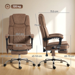 HOMCOM Office Chair with 6-Point Vibration Massage and Heat, Executive Computer Desk Chair with High Back, Reclining, Brown - thumbnail 3