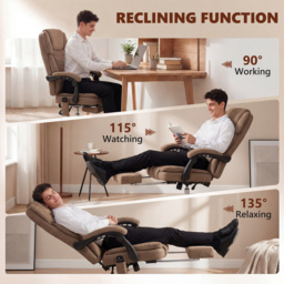 HOMCOM Office Chair with 6-Point Vibration Massage and Heat, Executive Computer Desk Chair with High Back, Reclining, Brown - thumbnail 8