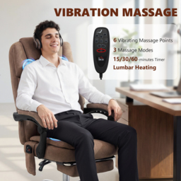 HOMCOM Office Chair with 6-Point Vibration Massage and Heat, Executive Computer Desk Chair with High Back, Reclining, Brown - thumbnail 4