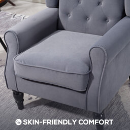 HOMCOM Wingback Accent Chair, Retro Upholstered Button Tufted Occasional Chair for Living Room and Bedroom, Charcoal Grey - thumbnail 6