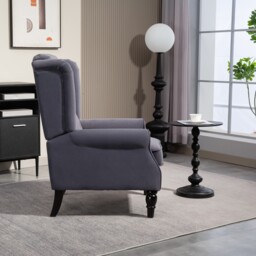 HOMCOM Wingback Accent Chair, Retro Upholstered Button Tufted Occasional Chair for Living Room and Bedroom, Charcoal Grey - thumbnail 9