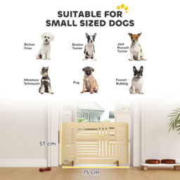 PawHut Freestanding Pet Gate, Portable Dog Barrier Gate with Feet for Small Breeds, 75 x 51 cm, Natural Wood - thumbnail 3