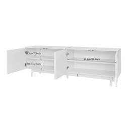 Modern Lowboard TV Cabinet with Push-to-Open Doors and Adjustable Shelves, Durable TV Stand for Living Room, 175L x 38W x 56H cm, White - Aosom UK - thumbnail 3