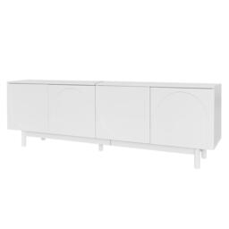 Modern Lowboard TV Cabinet with Push-to-Open Doors and Adjustable Shelves, Durable TV Stand for Living Room, 175L x 38W x 56H cm, White - Aosom UK - thumbnail 2