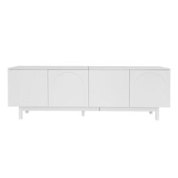 Modern Lowboard TV Cabinet with Push-to-Open Doors and Adjustable Shelves, Durable TV Stand for Living Room, 175L x 38W x 56H cm, White - Aosom UK - thumbnail 9