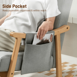HOMCOM Wood Frame Rocking Accent Chair - Light Grey - thumbnail 6