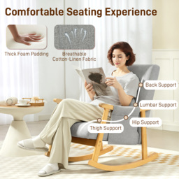 HOMCOM Wood Frame Rocking Accent Chair - Light Grey - thumbnail 5