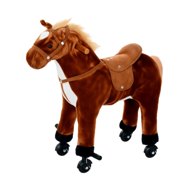 HOMCOM Kids Plush Ride On Walking Horse W/Sound-Brown - image 1