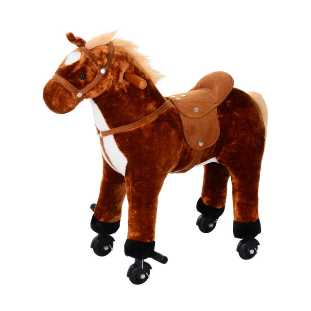 HOMCOM Kids Plush Ride On Walking Horse W/Sound-Brown - image 1