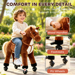 HOMCOM Kids Plush Ride On Walking Horse W/Sound-Brown - thumbnail 7