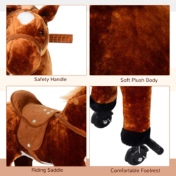 HOMCOM Kids Plush Ride On Walking Horse W/Sound-Brown - thumbnail 6