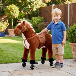 HOMCOM Kids Plush Ride On Walking Horse W/Sound-Brown - thumbnail 8
