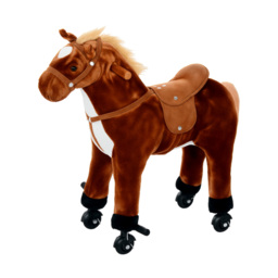 HOMCOM Kids Plush Ride On Walking Horse W/Sound-Brown - thumbnail 1