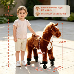 HOMCOM Kids Plush Ride On Walking Horse W/Sound-Brown - thumbnail 3