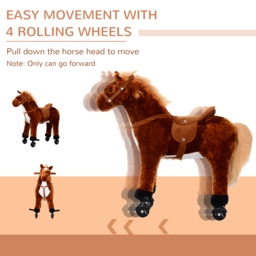 HOMCOM Kids Plush Ride On Walking Horse W/Sound-Brown - thumbnail 7