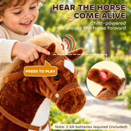 HOMCOM Kids Plush Ride On Walking Horse W/Sound-Brown - thumbnail 5