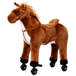 HOMCOM Kids Plush Ride On Walking Horse W/Sound-Brown - thumbnail 9