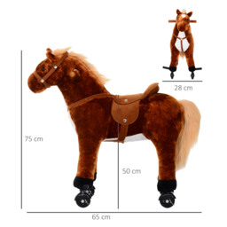 HOMCOM Kids Plush Ride On Walking Horse W/Sound-Brown - thumbnail 3