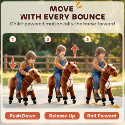 HOMCOM Kids Plush Ride On Walking Horse W/Sound-Brown - thumbnail 6