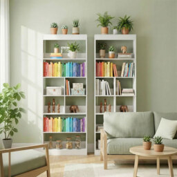 HOMCOM Bookcase, 6-Tier Bookshelf with Open Storage Shelves, Cubes, 180 cm Tall Display Shelf with Anti-Tipping Design, White - thumbnail 9