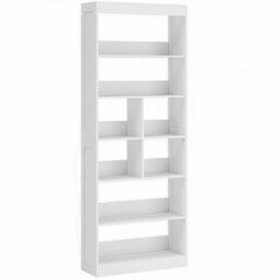 HOMCOM Bookcase, 6-Tier Bookshelf with Open Storage Shelves, Cubes, 180 cm Tall Display Shelf with Anti-Tipping Design, White - thumbnail 1