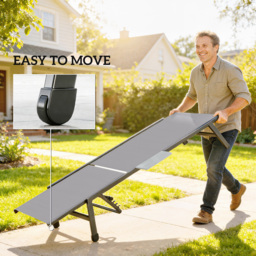 Outsunny Sun Loungers Set of 2 with Side Tray Table, Garden Recliners with 5-Position Adjustable Backrest, 2 Wheels, Grey - thumbnail 7
