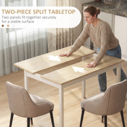 HOMCOM 120 x 75cm Dining Table, Farmhouse Dining Room Table with Pine Wood Frame, Space Saving Kitchen Table, Natural - thumbnail 6