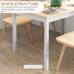 HOMCOM 120 x 75cm Dining Table, Farmhouse Dining Room Table with Pine Wood Frame, Space Saving Kitchen Table, Natural - thumbnail 5