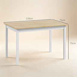 HOMCOM 120 x 75cm Dining Table, Farmhouse Dining Room Table with Pine Wood Frame, Space Saving Kitchen Table, Natural - thumbnail 3