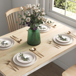 HOMCOM 120 x 75cm Dining Table, Farmhouse Dining Room Table with Pine Wood Frame, Space Saving Kitchen Table, Natural - thumbnail 7