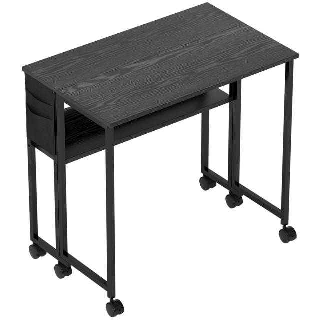 HOMCOM 80 cm Drop Leaf Writing Work Desk - Black - image 1