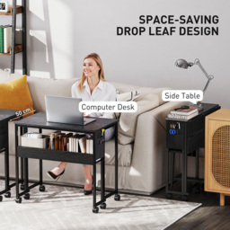 HOMCOM 80 cm Drop Leaf Writing Work Desk - Black - thumbnail 4