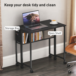 HOMCOM 80 cm Drop Leaf Writing Work Desk - Black - thumbnail 5